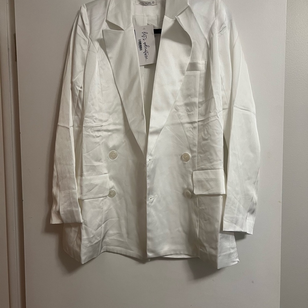 12th Tribe Ivory Blazer with Button Accent